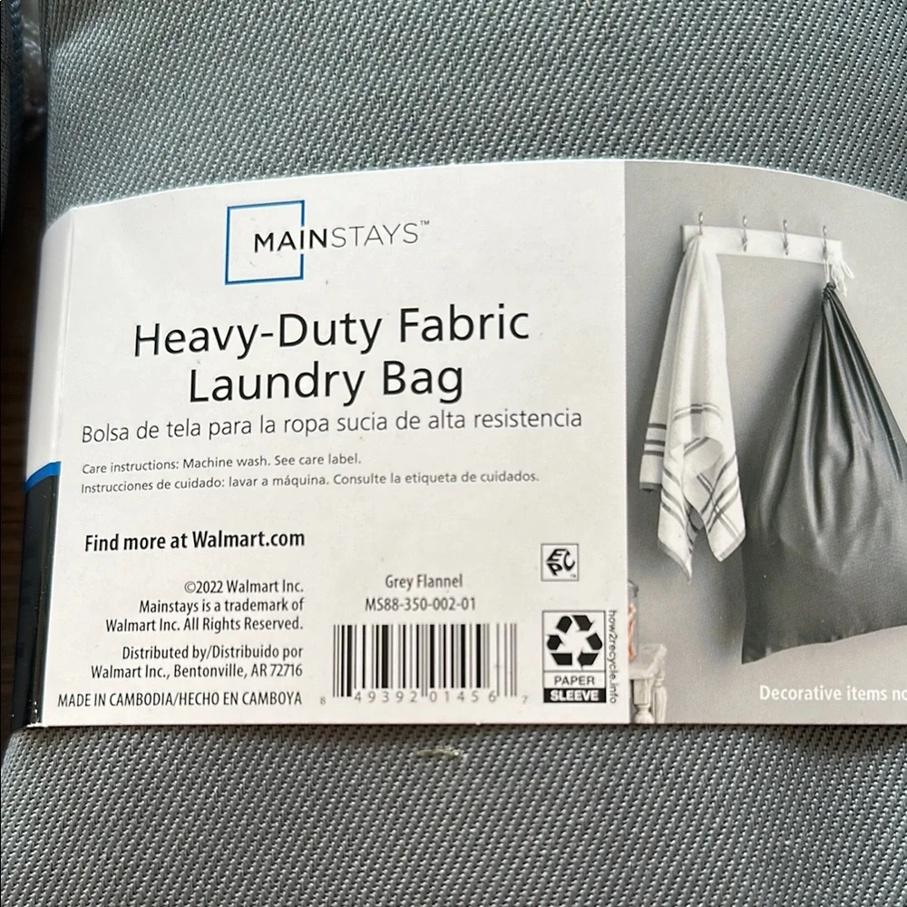 Mainstays Gray Fabric Laundry Bag 3 in total